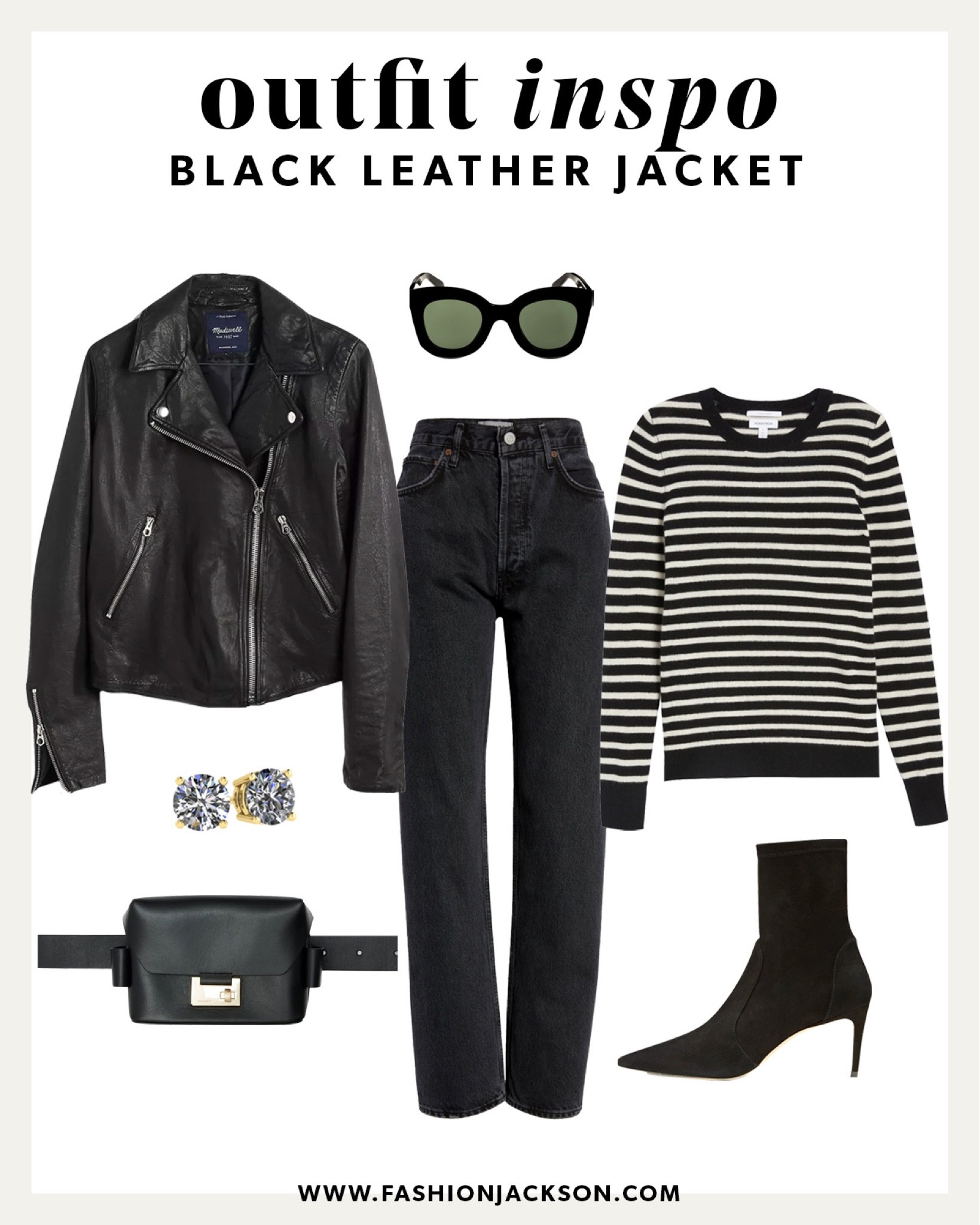 Black leather jacket outfit idea #falloutfit #fallfashion #leatherjacket #winteroutfit #winterfashion #stripedsweater #blackjeans #datenight #booties #weekendoutfit #madewell #closetstaple #outfitinspo #fashionjackson

#LTKunder50 #LTKunder100 #LTKstyletip