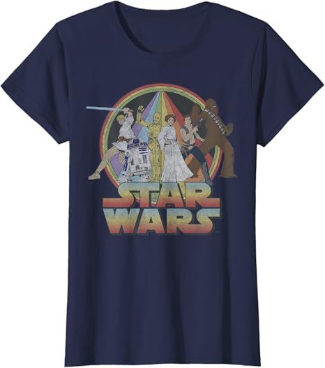 Star Wars Rainbow Group Shot Vintage Poster T-Shirt | Amazon (US)