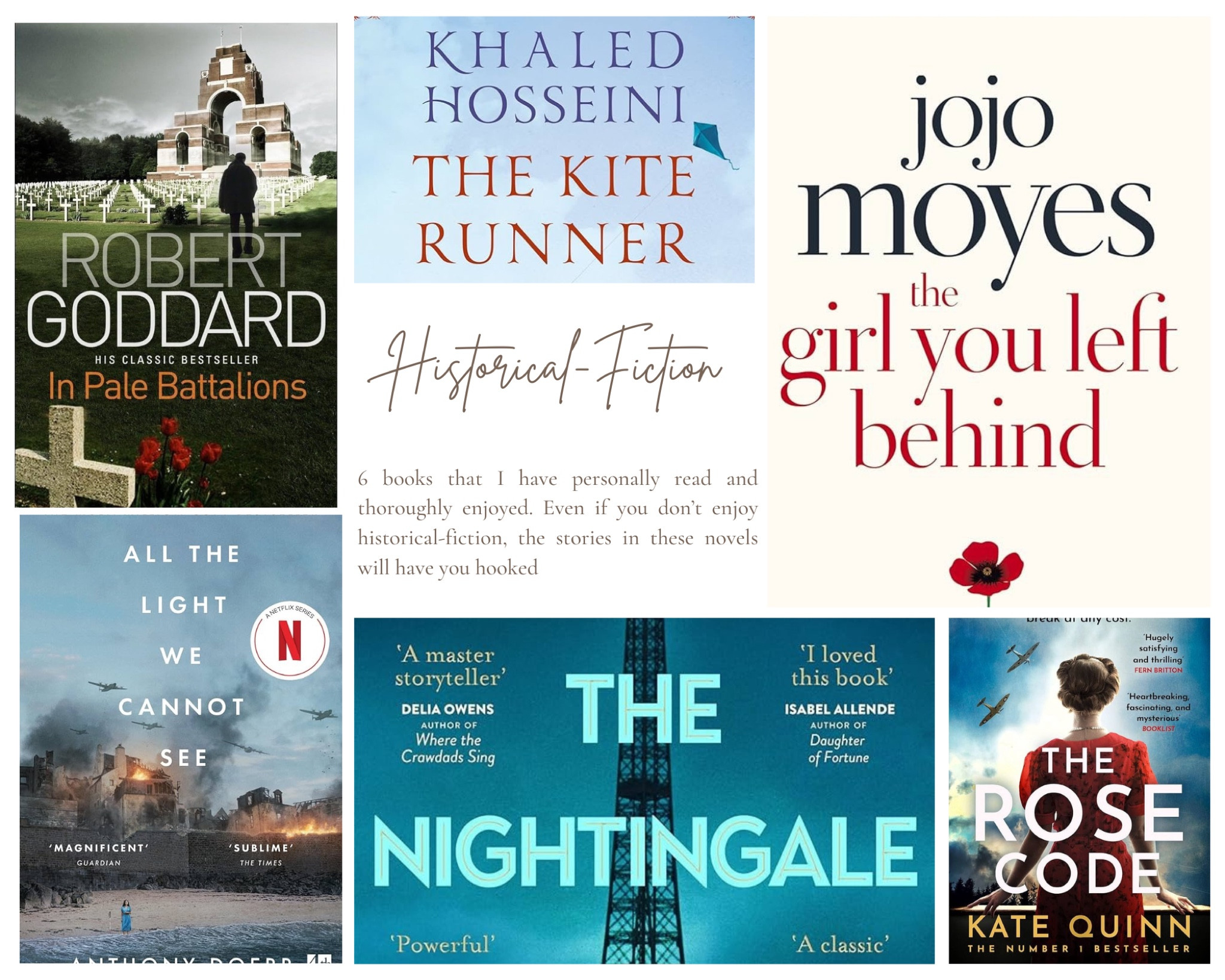 I am a huge book-lover - nothing pleases me more than curling up and getting lost in a good story. These 6 are my all-time favourite historical fiction novels and come highly recommended. Read and enjoy! 

#LTKU #LTKhome