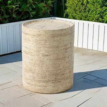 SUNBURY Outdoor Side Tables for Patio, Small Concrete Accent End Table, Stone Round Modern Coffee... | Amazon (US)