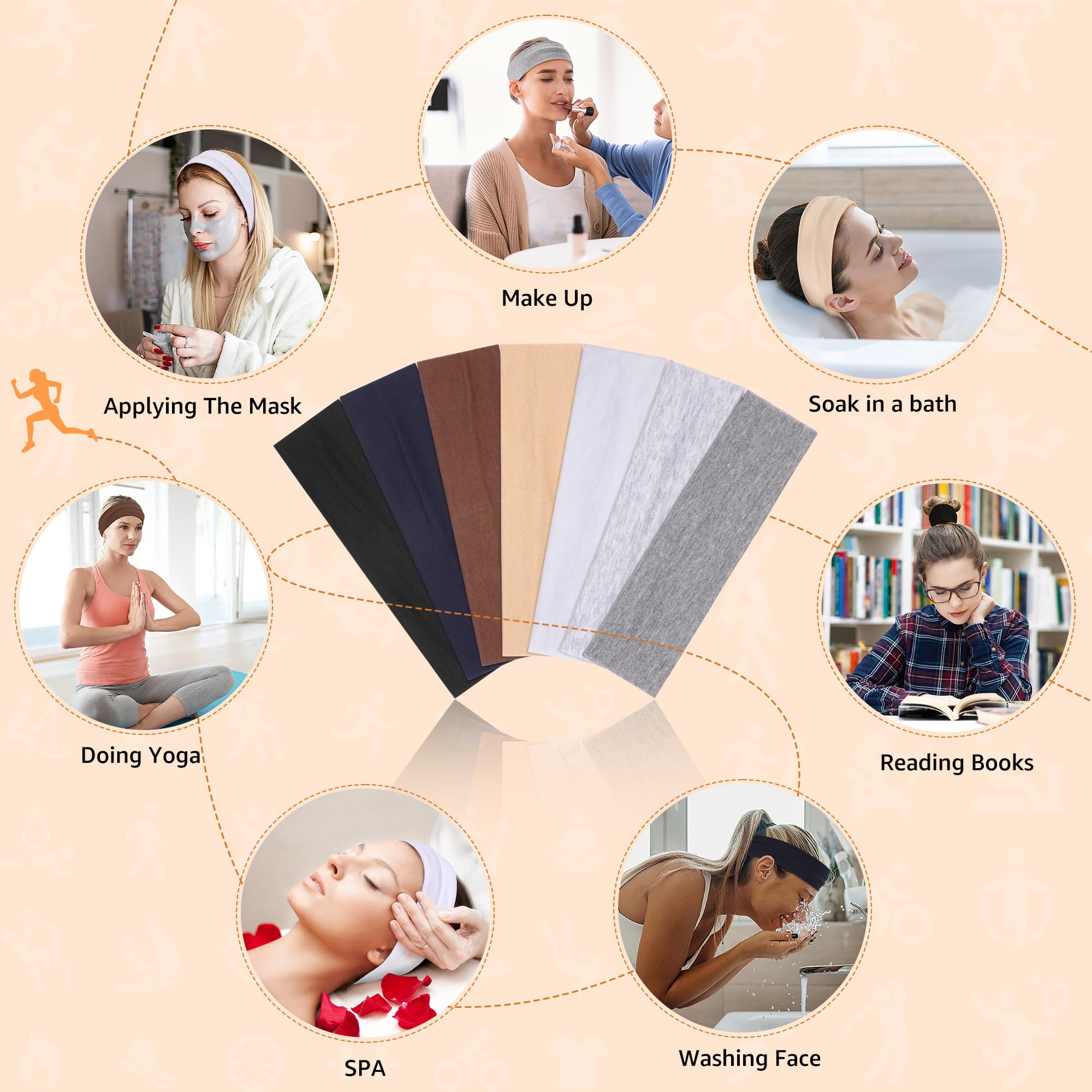 Headbands for Women Non Slip - 7PCS Fashion Sports Hair Bands for Women's Hair, Soft Cotton Cloth... | Amazon (US)