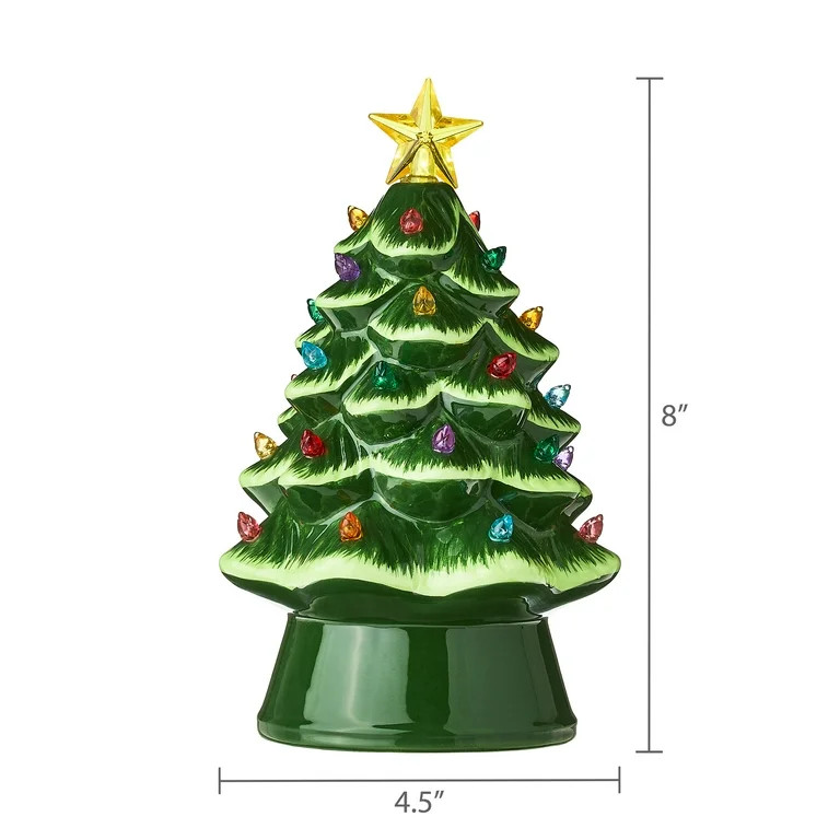 Mr. Christmas Decorative 8-inch Nostalgic Green Ceramic Tree | Walmart (US)