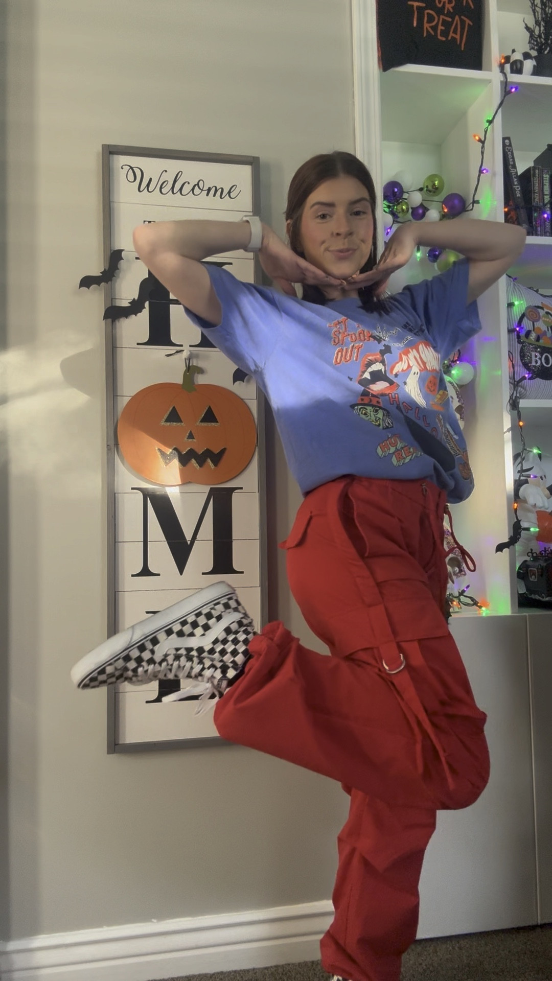 October #OOTD 😻😻😻 

Shirt: Large
Pants: XS (elastic waist band! Pull string bottoms to make them jogger) ✨sold out of red linked other color✨
Shoes: vans found at Ross

#LTKSeasonal #LTKStyleTip #LTKHalloween