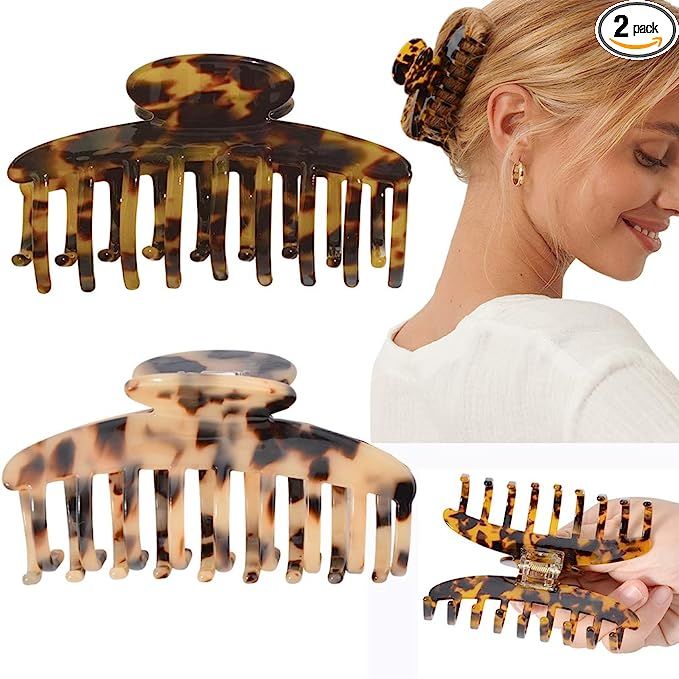 Big Claw Hair Clips 3.8 Inch Tortoise Banana Hair Clips for Women Girls Thin Hair French Design C... | Amazon (US)