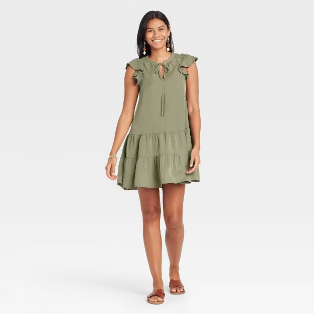 Women's Flutter Short Sleeve Tiered Dress - Knox Rose™ | Target