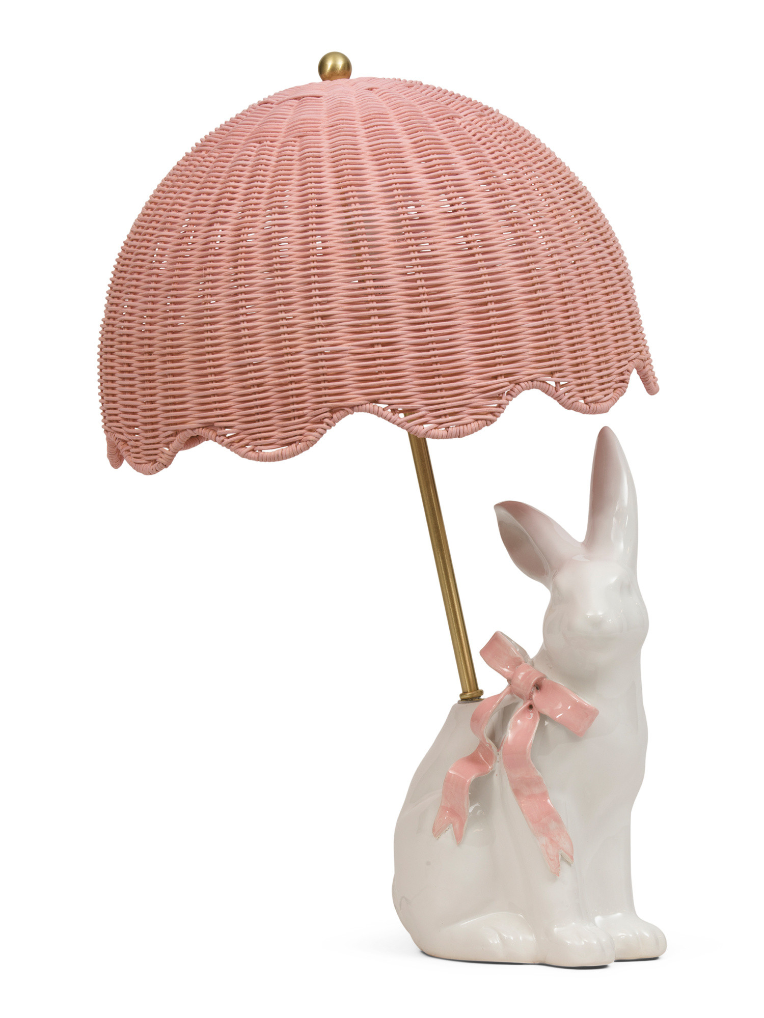 25in Woven Rattan Shade Ceramic Bunny Table Lamp | TJ Maxx