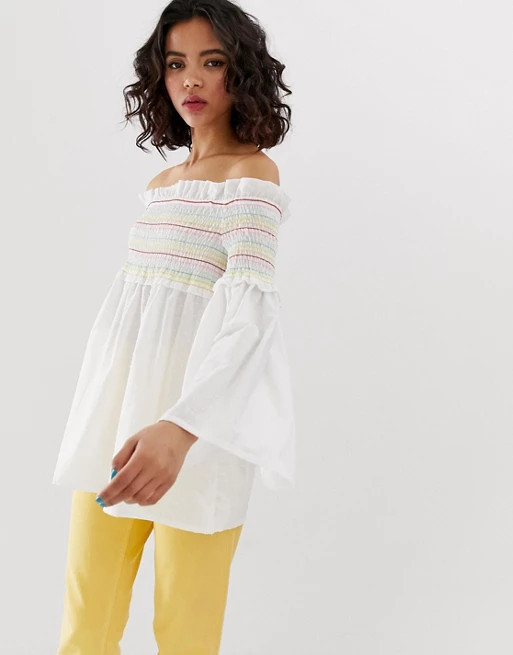 Vero Moda Rainbow Smock Top With Flared Sleeves | ASOS US