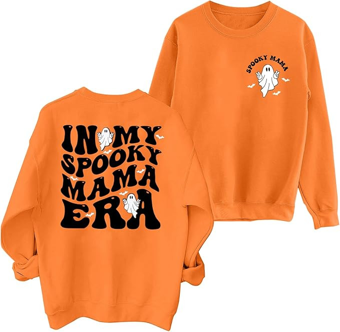 in My Spooky Mama Era Sweatshirts Women Cute Mom Halloween Shirts Spooky Season Sweatshirt Ghost ... | Amazon (US)