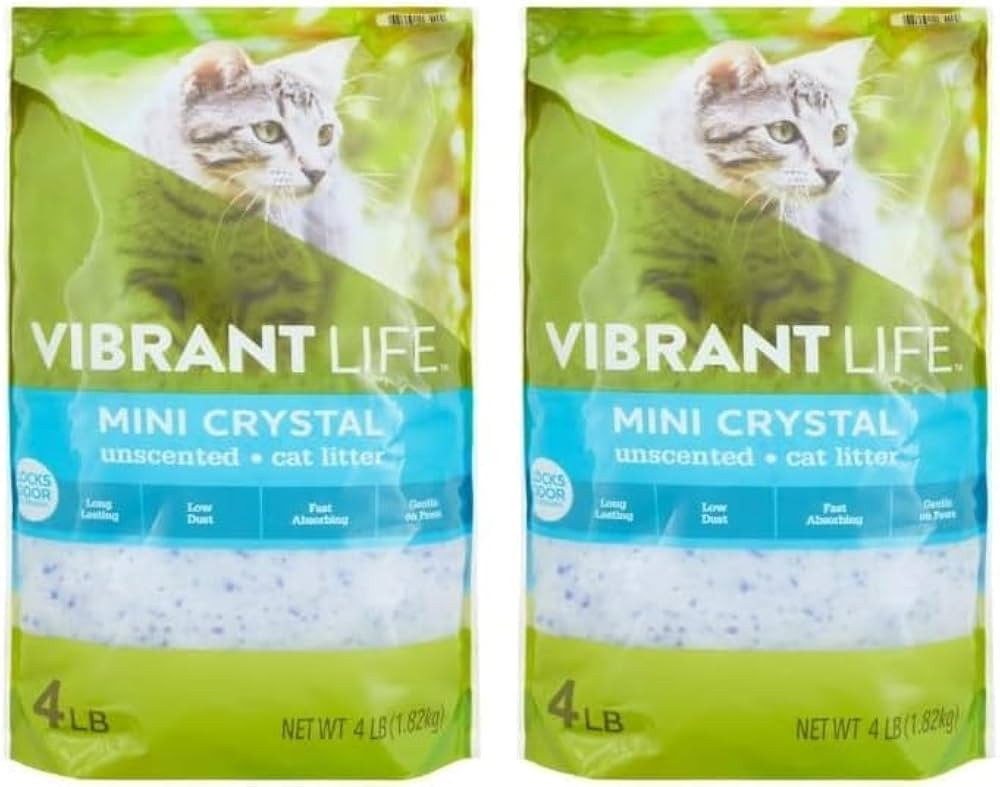 (2 Pack) ~ Vibrant~Life Mini Crystal Cat Litter, Long Lasting and Fast Absorbing, Low dust, Unsce... | Amazon (US)