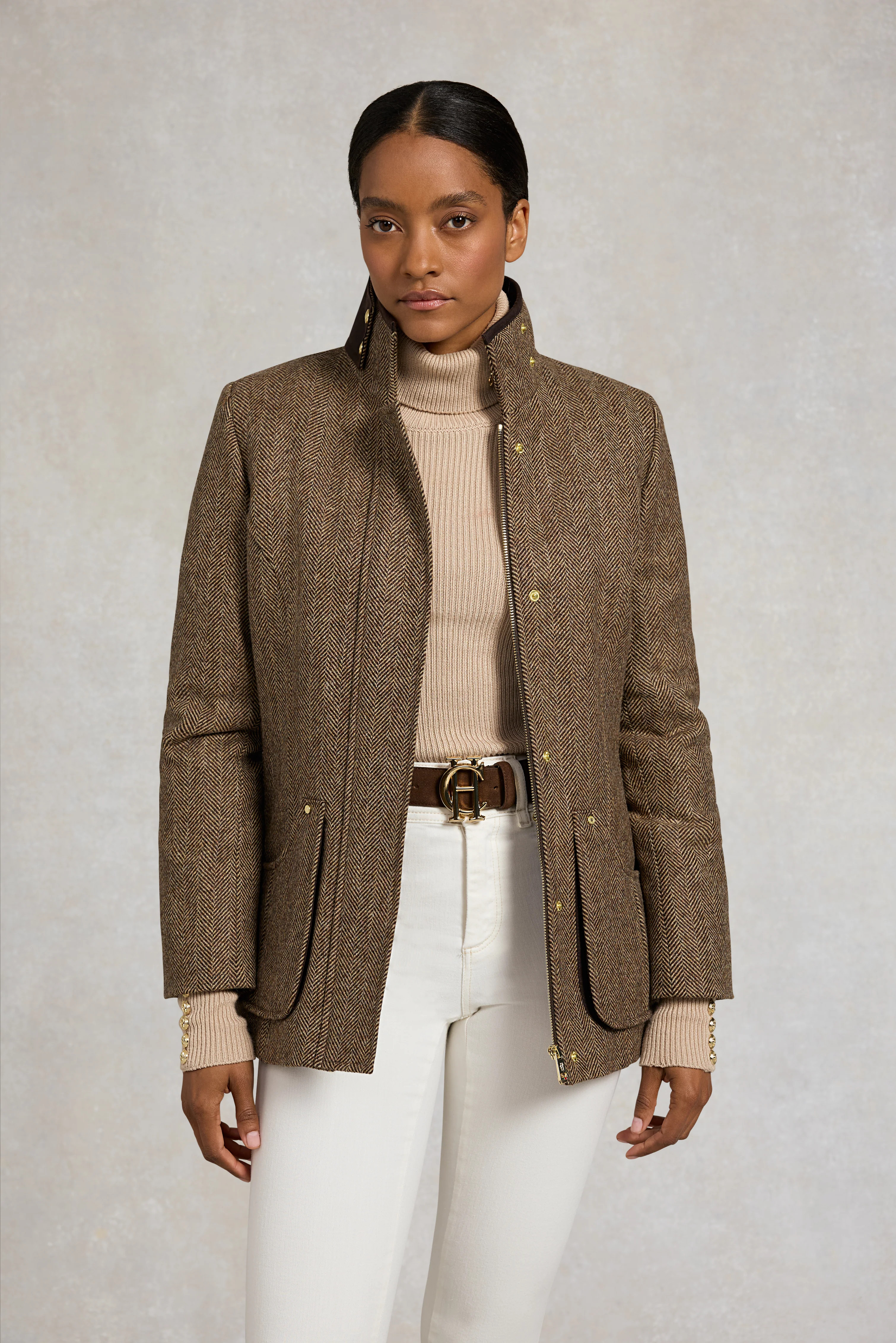 Country Classic Jacket (Large Scale Brown Herringbone) | Holland Cooper