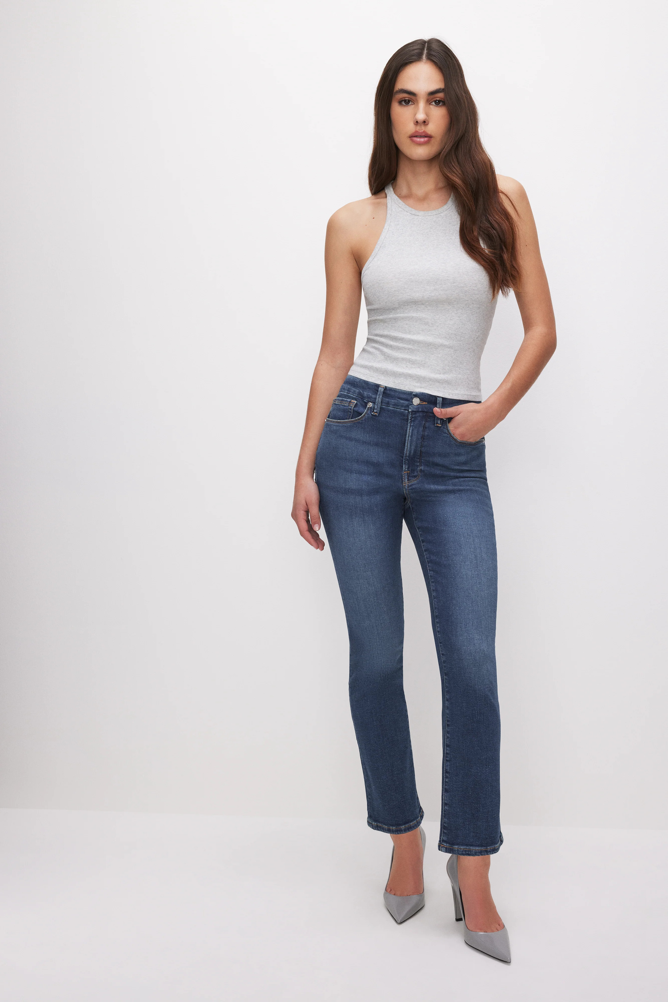 MICRO RIB CREWNECK TANK | HEATHER GREY001 - GOOD AMERICAN | Good American