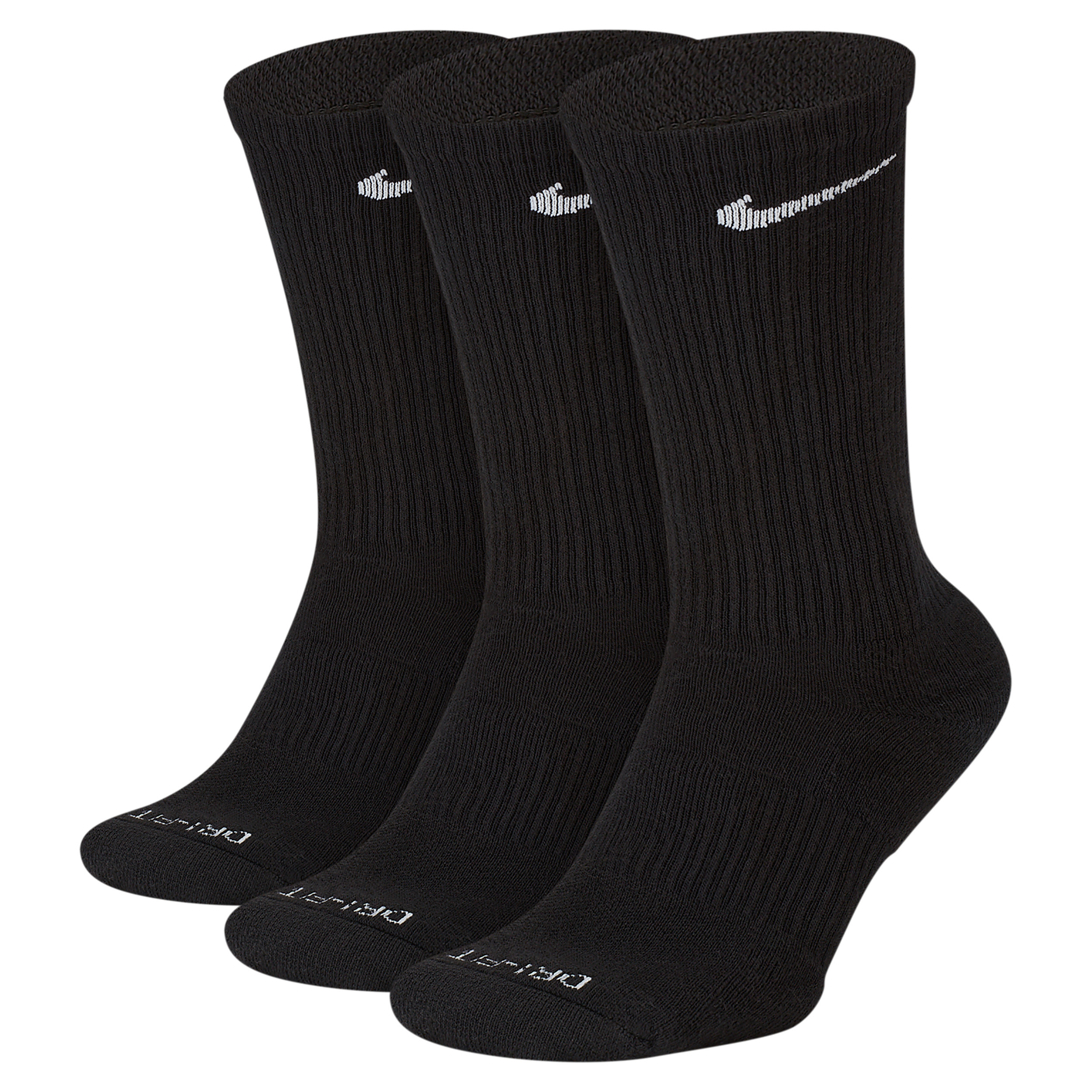 Nike Unisex Everyday Plus Cushioned Training Crew Socks (3 Pairs) in Black | SX6888-010 | Nike (US)