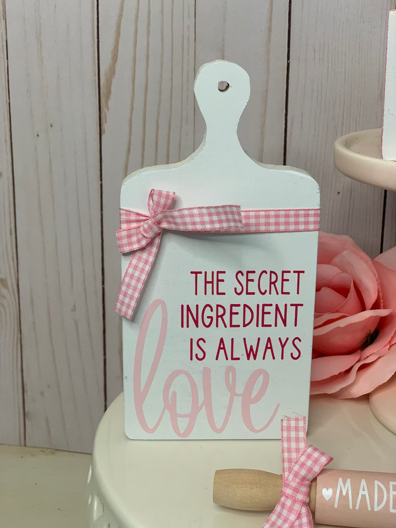 Valentines Day Tiered Tray Decor | Tiered Tray | Pink and White | Mini Baking Signs | Mini Rollin... | Etsy (US)