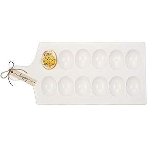 Mud Pie Deviled Egg Tray, 15.25" x 7", White, Brown, Black | Amazon (US)