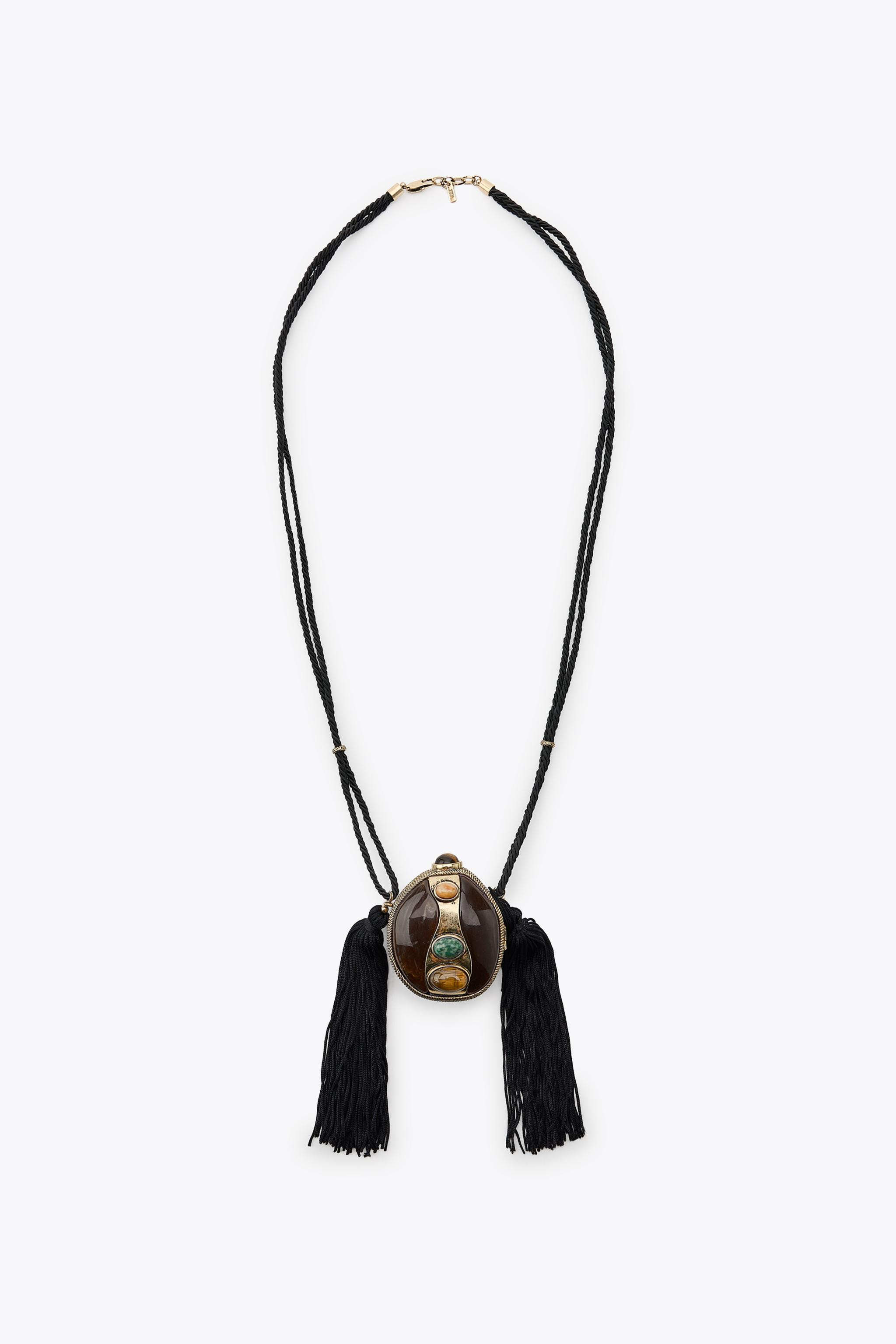 CORD AND STONE BOX NECKLACE | Zara US