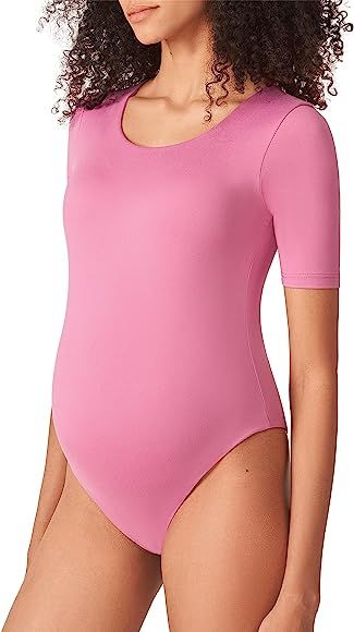 POSHDIVAH Women's Maternity Bodysuit Scoop Neck Short Sleeve T-Shirt Tops Jumpsuit Soft Pregnancy... | Amazon (US)