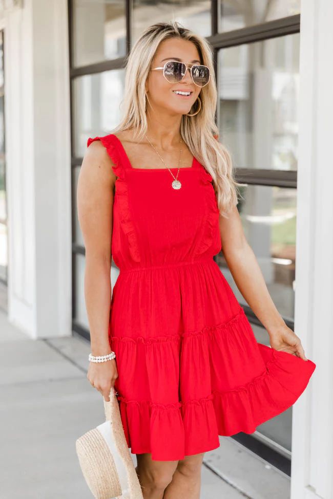 Brave Soul Dotted Ruffle Red Dress | The Pink Lily Boutique