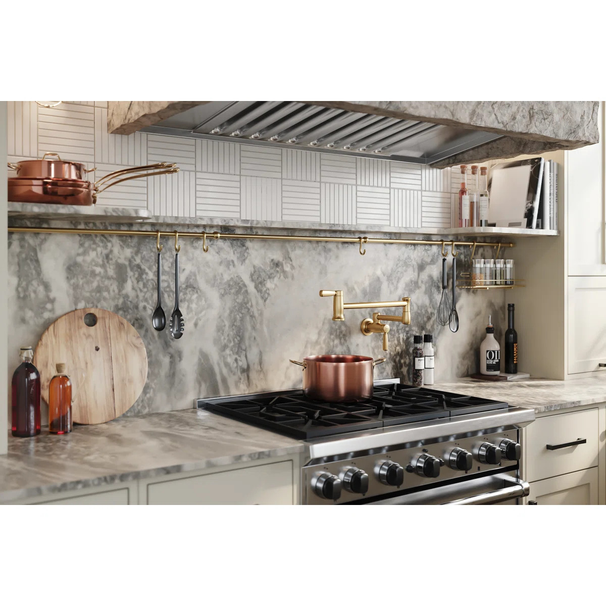 Wall-Mount Pot Filler Faucet, Swing Arm Kitchen Pot Filler Faucet K-35744-2MB | Wayfair North America