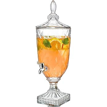 0.8 Galllon Glass Drink Dispenser for Parties with Spigot Glass Iced Beverage Dispenser with Lid ... | Amazon (US)