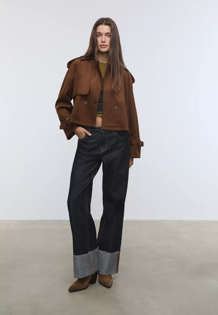 Short faux suede trench coat - Women's Stradimarket | Stradivarius United Kingdom | Stradivarius (UK)