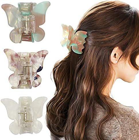 Butterfly Hair Clips Claws Butterfly Tortoise Shell Hair Clips French Design Butterfly Shape Hair Cl | Amazon (US)