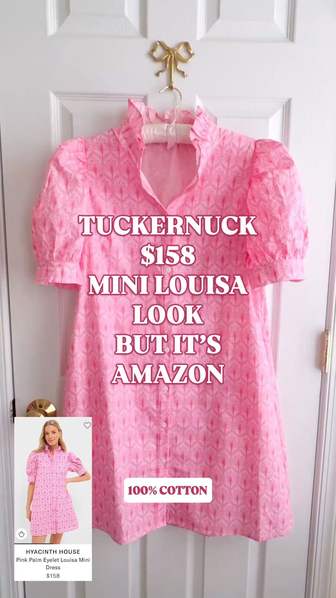 Tuckernuck Mini Louisa look for less | Hyacinth House inspired dress | Amazon summer dress | pink palm dress | wedding guest dress

The $158 Tuckernuck Hyacinth House Mini Louisa look, but on Amazon for over $100 less.

This bright pink palm print dress has the preppy feminine details that make the Tuckernuck version so good: stand ruffle collar, puff sleeves, structured cuffs, full button-front placket, easy shift mini silhouette, and polished 100% cotton fabric for summer heat.

Available in 7 prints.

This is such a strong Amazon summer dress for bridal showers, baby showers, church, brunch, vacation dinners, resort lunches, beach town shopping, girls trips, graduation parties, garden parties, casual wedding guest plans, summer wedding weekend events, and warm-weather outfits where you want the dress to do the work.

Style it with gold sandals, raffia slides, pearl earrings, white sandals, flats, a woven clutch, or a straw tote for the full Tuckernuck-inspired summer outfit.

Tuckernuck Mini Louisa look for less, Tuckernuck Louisa dress look for less, Hyacinth House Louisa look for less, Hyacinth House inspired dress, Tuckernuck inspired dress, Tuckernuck look for less, Amazon summer dress, Amazon dress find, Amazon fashion finds, pink palm print dress, pink mini dress, palm print dress, cotton mini dress, 100 cotton dress, puff sleeve dress, ruffle collar dress, button front dress, shift dress women, bridal shower dress, baby shower dress, wedding guest dress, summer wedding guest dress, vacation dress, resort dress, brunch dress, church dress, preppy summer dress, feminine summer dress, designer look for less

#LTKFindsUnder50 #LTKFindsUnder100 #AmazonFinds #Tuckernuck #LookForLess #SummerDress #WeddingGuestDress #PreppyStyle #LillyPulitzer

#LTKWorkwear #LTKWedding #LTKSeasonal