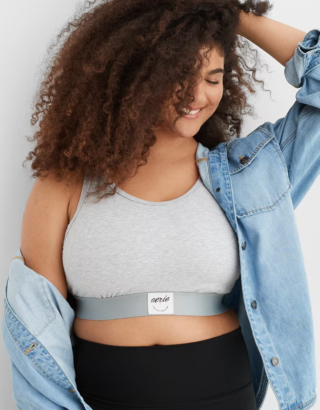 Aerie Cotton High Neck Longline Bralette | American Eagle Outfitters (US & CA)