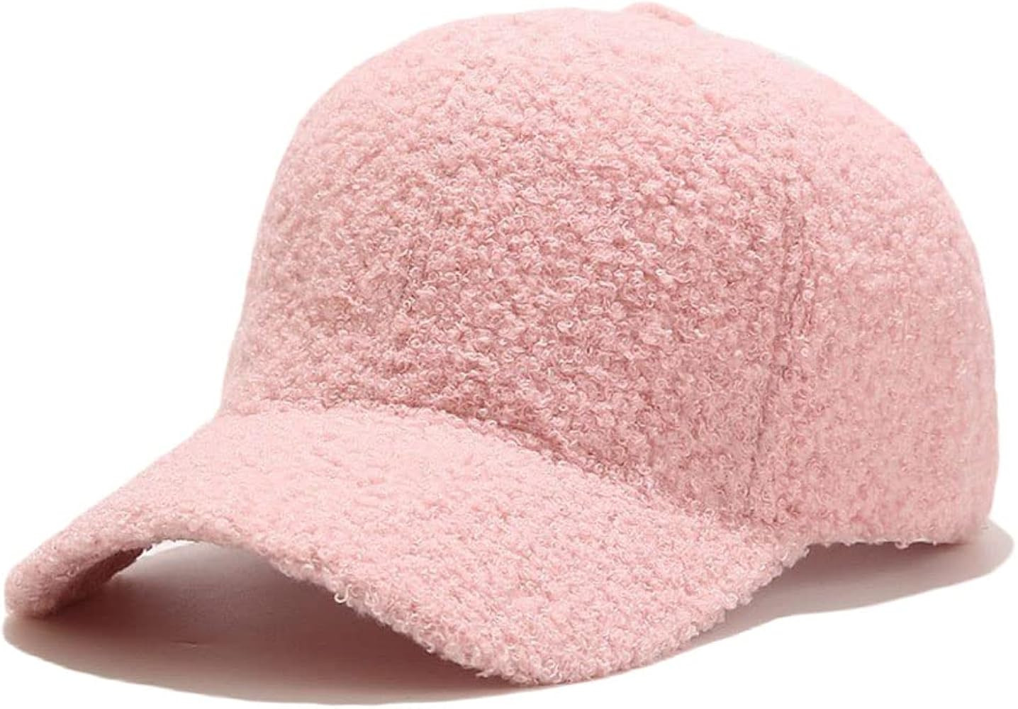 Avilego Winter Baseball Cap for Women Lamb Wool Solid Color Warm Baseball Cap for Outdoor Travel | Amazon (US)