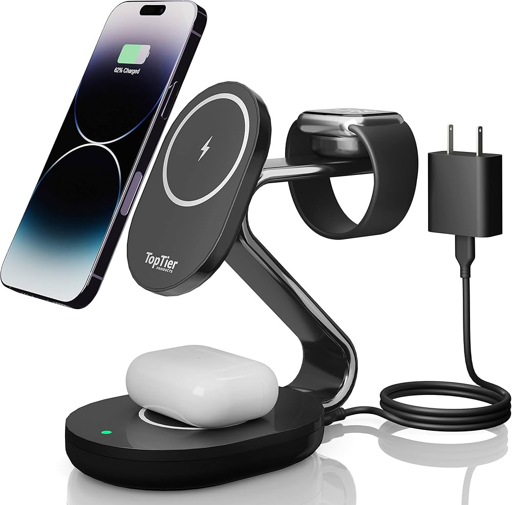 TopTier 3 in 1 Magsafe Wireless Charging Station, Metal Design, iPhone Apple Watch Airpods, Magsa... | Amazon (US)