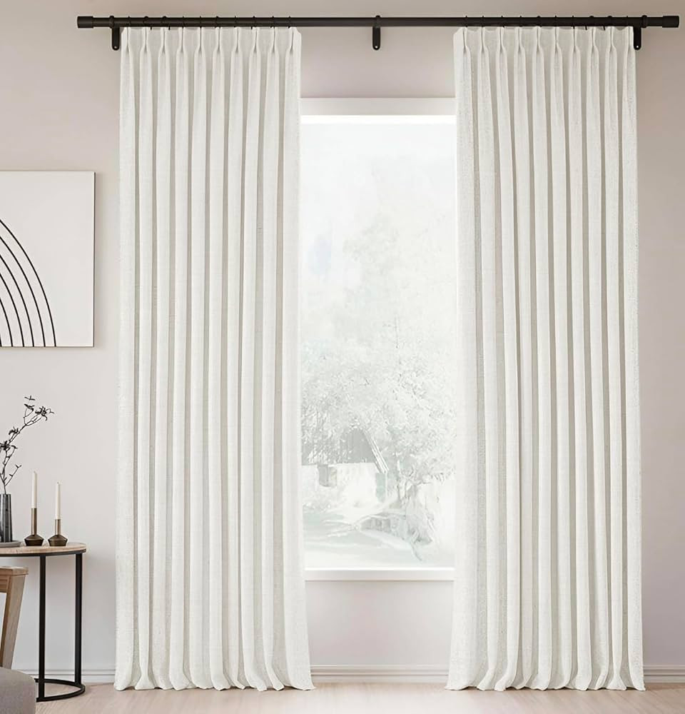 HOMERILLA 100% Blackout Curtains 96 Inches Long for Bedroom, Pinch Pleated Lille Linen Curtains T... | Amazon (US)