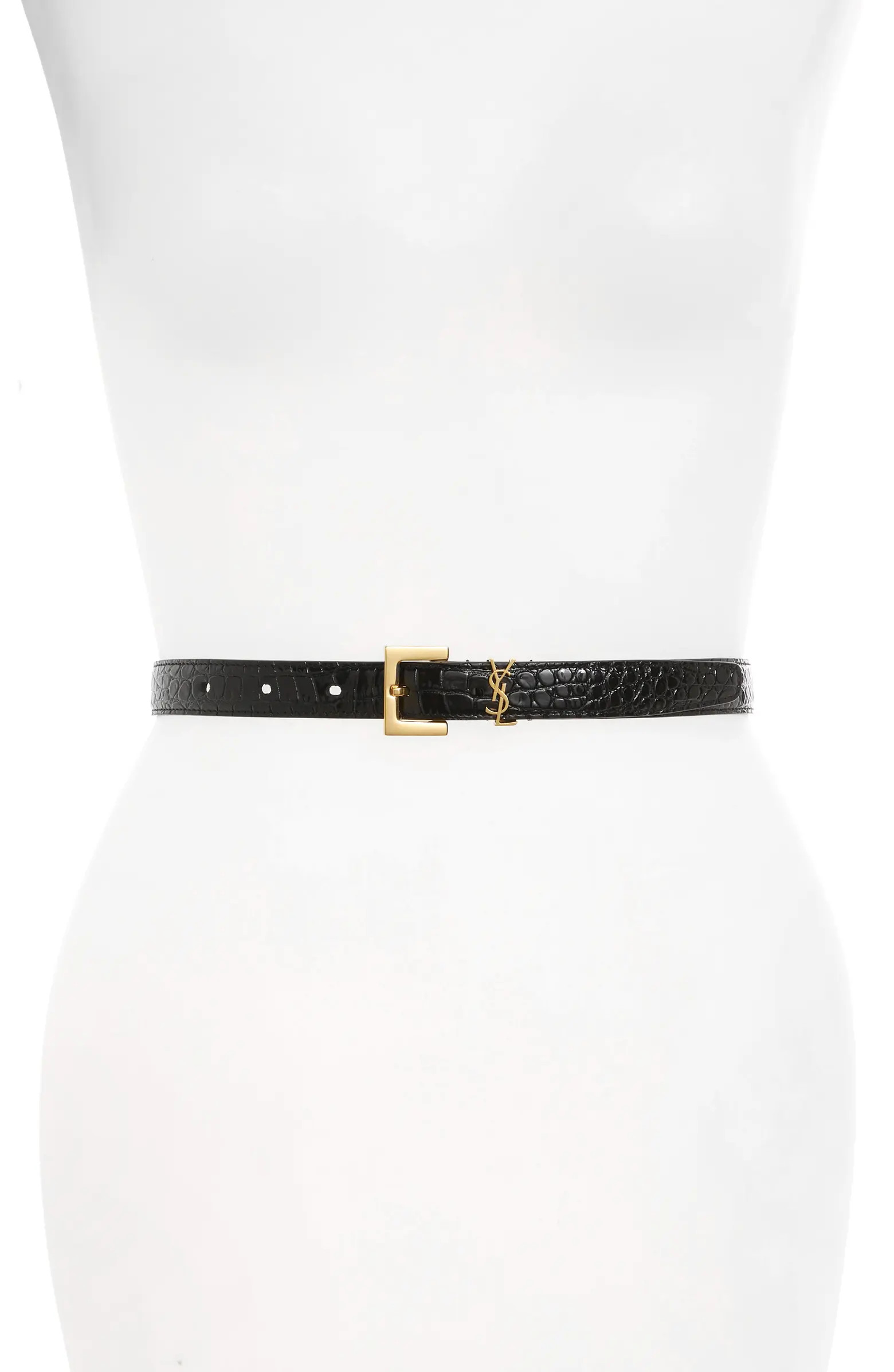 Monogram Skinny Patent Leather Belt | Nordstrom