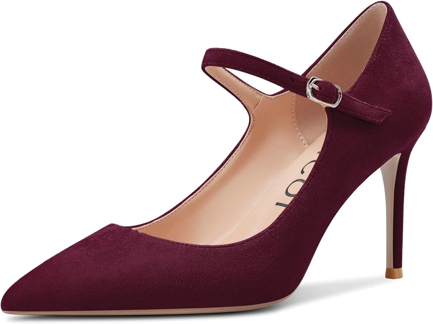 Women Mary Jane Pumps Strap Stiletto Mid Heel Pointed Toe Dress Shoes Wedding Office Party Classic 3 Inch | Amazon (US)