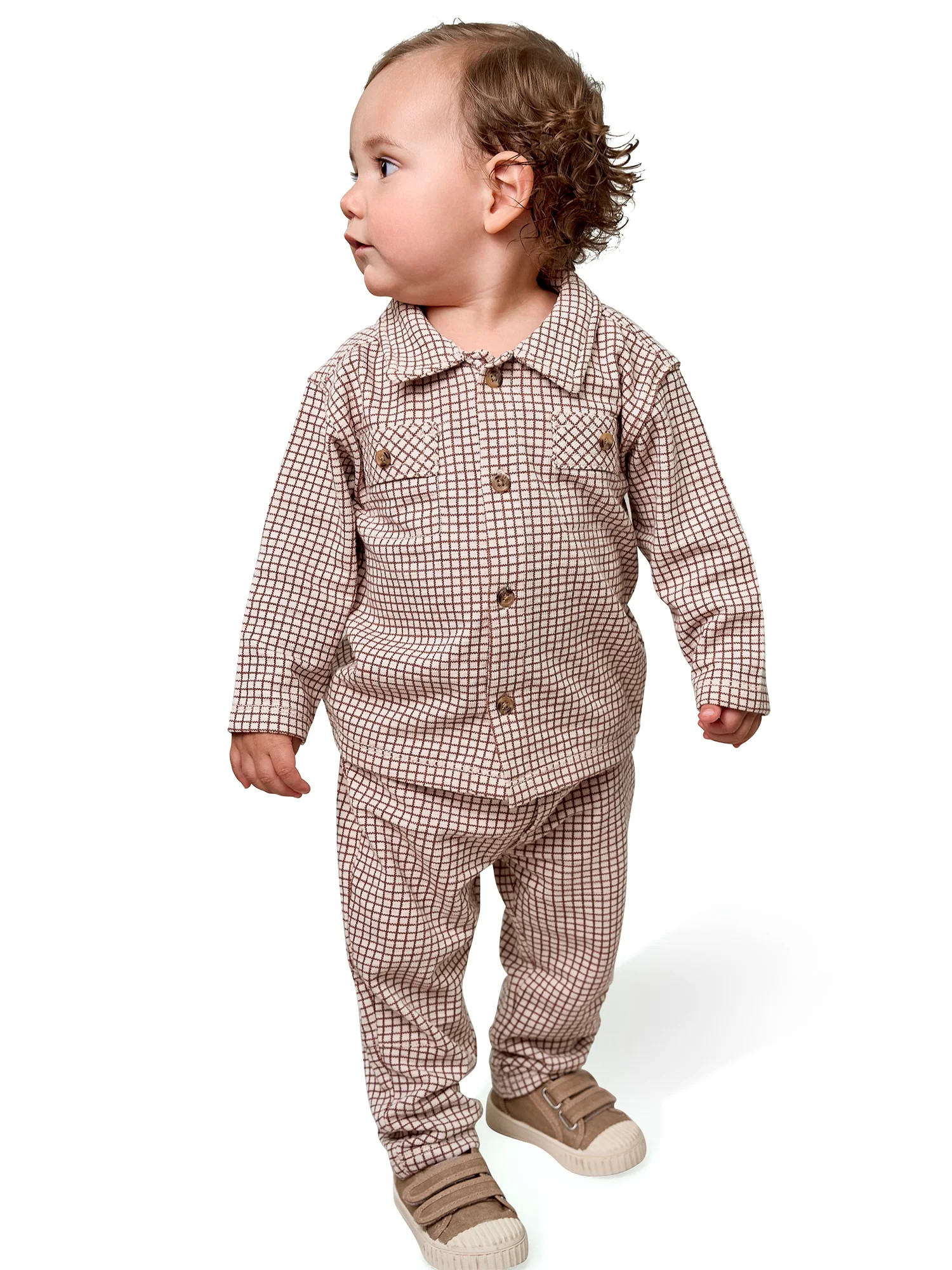 Modern Moments by Gerber Baby Boy Collared Top and Bottom Outfit Set, Sizes 0/3 Months - 24 Months | Walmart (US)