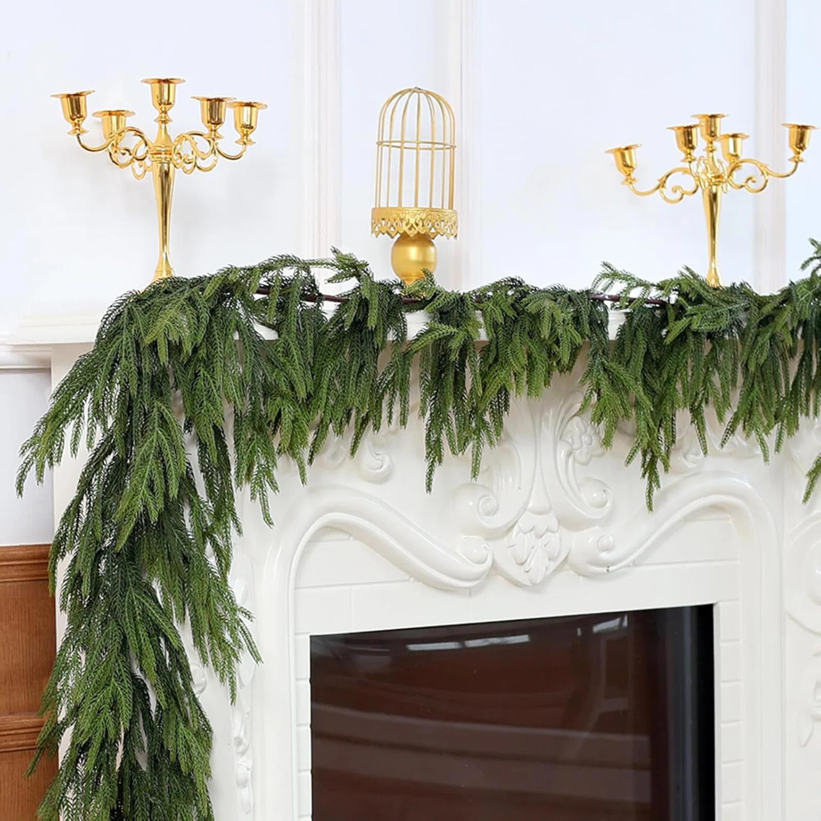 Norfolk Pine Garland - 9Ft Artificial Christmas Garland Faux Greenery Garland For Table Fireplace... | Wayfair North America