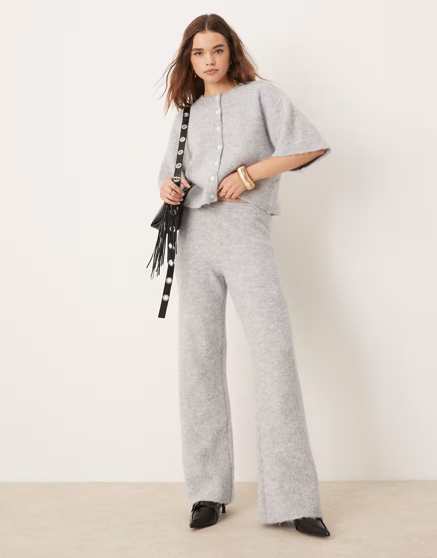Pretty Lavish rib knit pants in gray - part of a set | ASOS (Global)