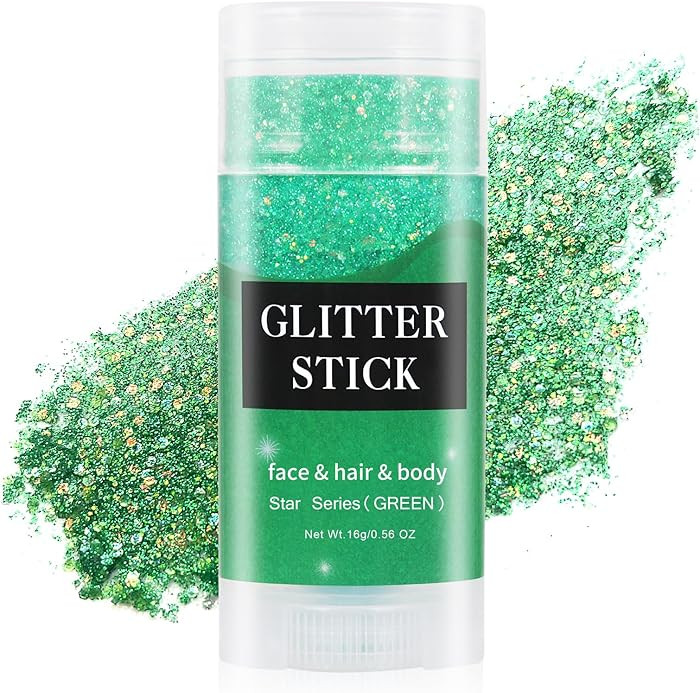 MEICOLY Green Face Body Glitter Stick,St Patricks Day Chunky Hair Glitter for Women Kids,Self-Adh... | Amazon (US)