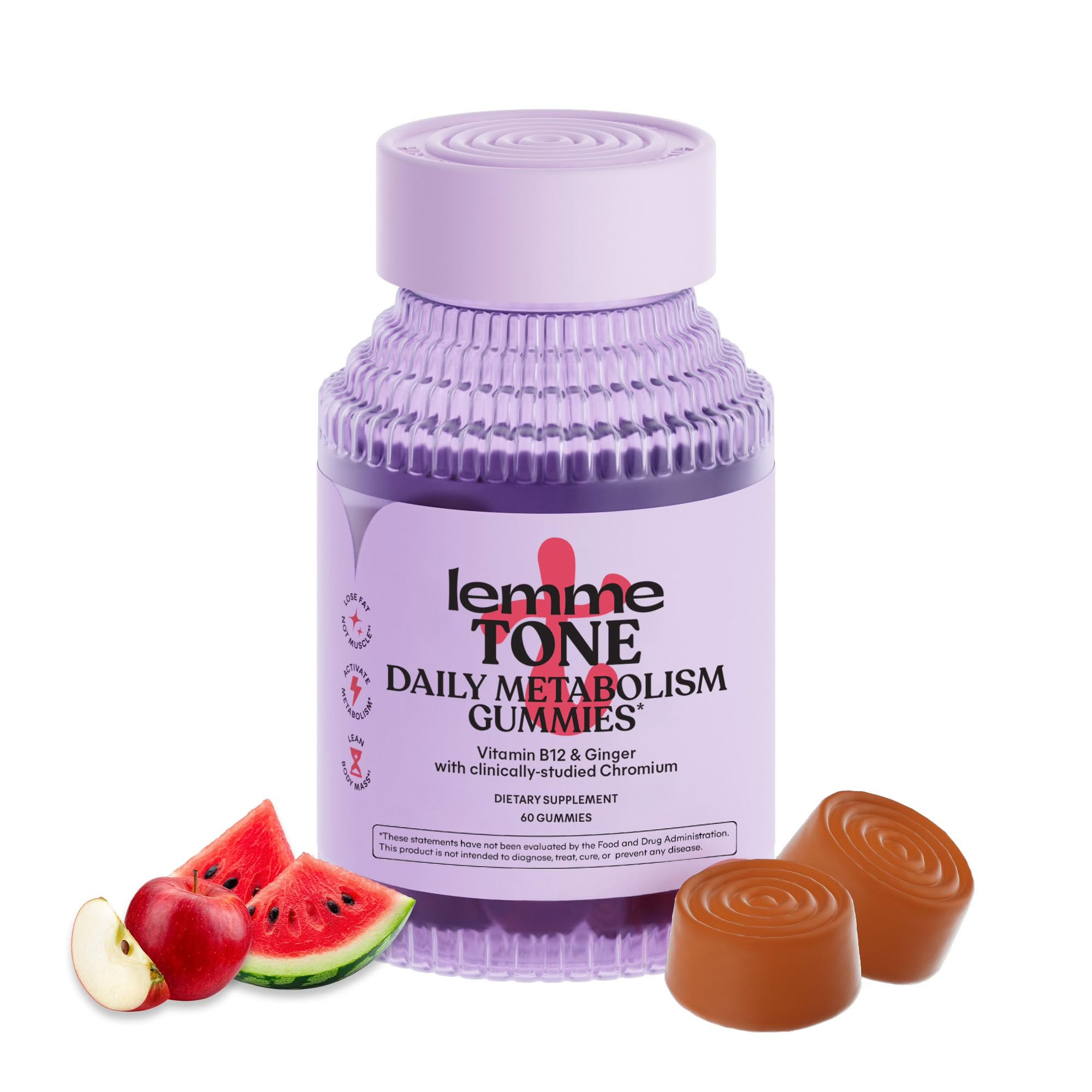 Lemme Tone Metabolism Gummies, Apple Cider Vinegar, Clinically Studied Chromium, B12, Ginger, Pro... | Amazon (US)