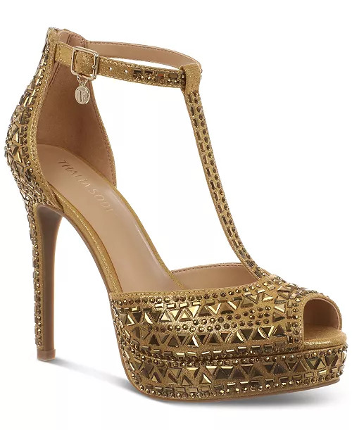 Thalia Sodi Women's Chacey Embellished T-Strap Platform Pumps - Macy's | Macy's