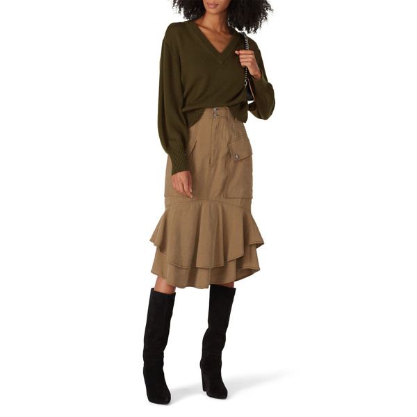 Marissa Webb Collective Olive V-Neck Sweater green | Rent the Runway