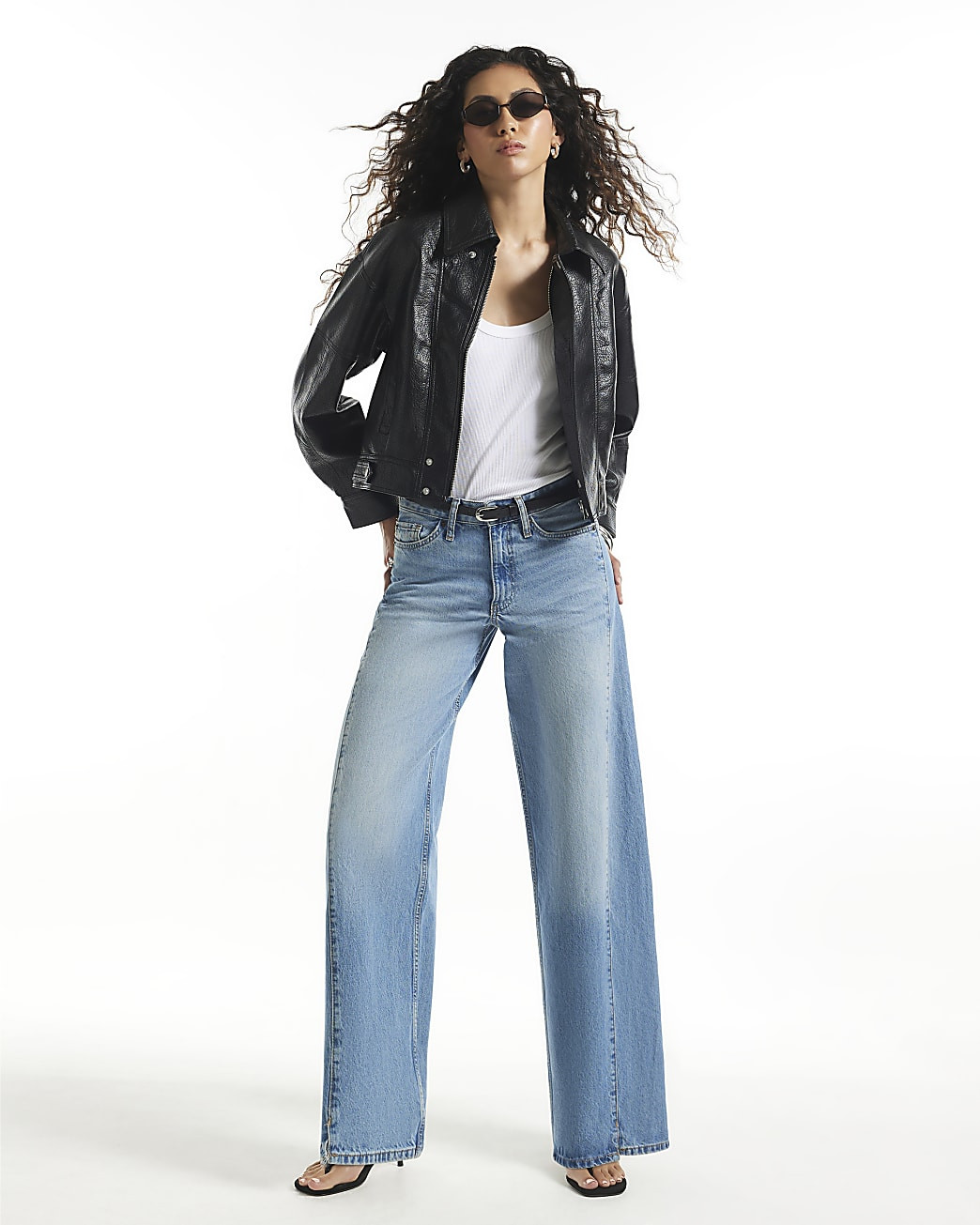 Black Faux Leather Zip Through Jacket | River Island UK & IE