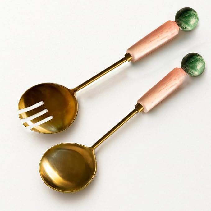 Folkulture Salad Servers or Salad Hands | Metal with Resin Salad Tongs for Serving or Serving Spo... | Amazon (US)