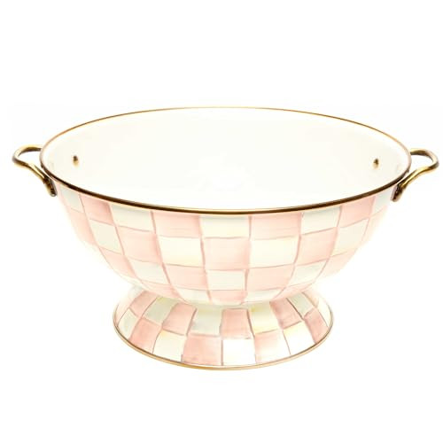 MACKENZIE-CHILDS Checkered Enamel Serving Bowl for Entertaining, Everything Bowl, Rosy Check | Amazon (US)