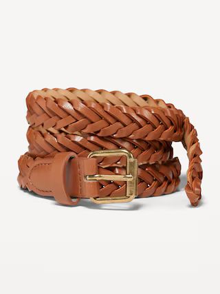 Slim Braided Faux-Leather Belt for Women (0.75-inch) | Old Navy (US)