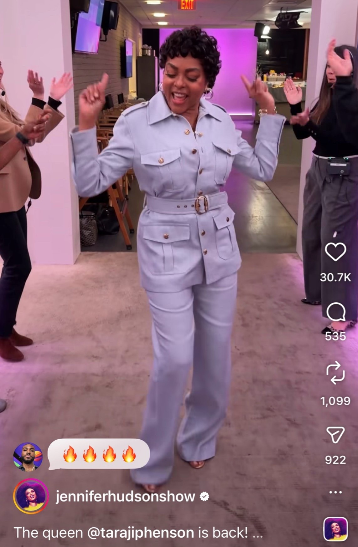 @tarajiphenson danced her way onto @jenniferhudsonshow wearing a powder blue $1,450 @zimmermann Rebellion Pinstripe Jacket with matching $795 Rebellion Pinstripe Pants. Hot! Or Hmm..?

📸: IG/Reproduction

#TarajiPHenson #tarajiphensonstyle #tarajiphensonfbd #zimmermann #fashionbombdaily