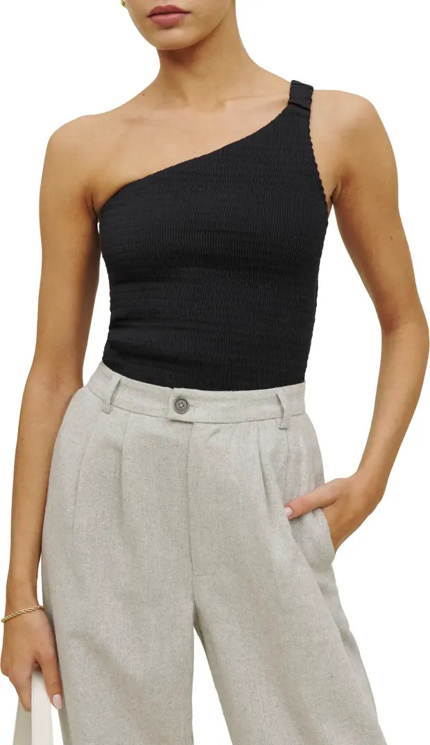 Holly Ruched One-Shoulder Linen TopREFORMATION | Nordstrom