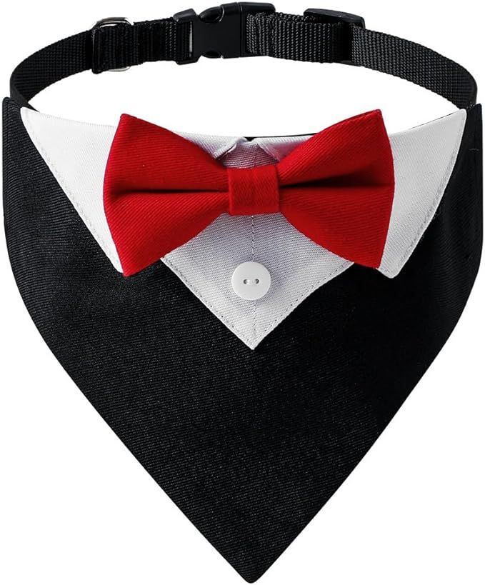 Bnibol Tuxedo Dog Collar for Wedding Engagement and Birthday, Formal Dog Bandana Collar with Bow ... | Amazon (US)