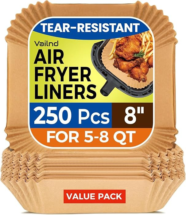250 Pcs 8" Square Air Fryer Liners Disposable, Unbleached Parchment Paper Liners for Airfryer Bas... | Amazon (US)