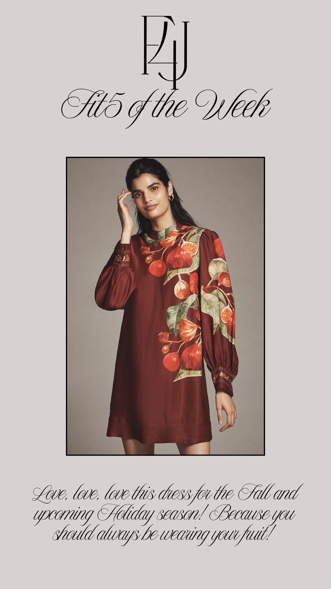 Love, love, love this dress for the Fall and upcoming Holiday season! Because you should always be wearing your fruit! :) 

Fit4Janine, Anthropologie, Farm Rio, Swing Dresses, Fall Fashion 

 

#LTKSeasonal #LTKStyleTip
