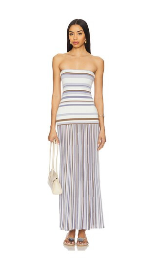 Citara Strapless Dress in Pale Blue Stripe | Revolve Clothing (Global)