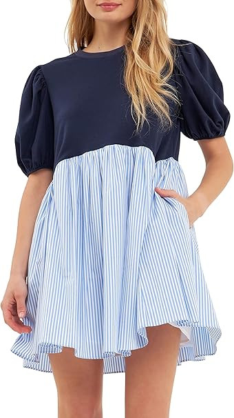 English Factory Mixed Media Babydoll Dress | Amazon (US)